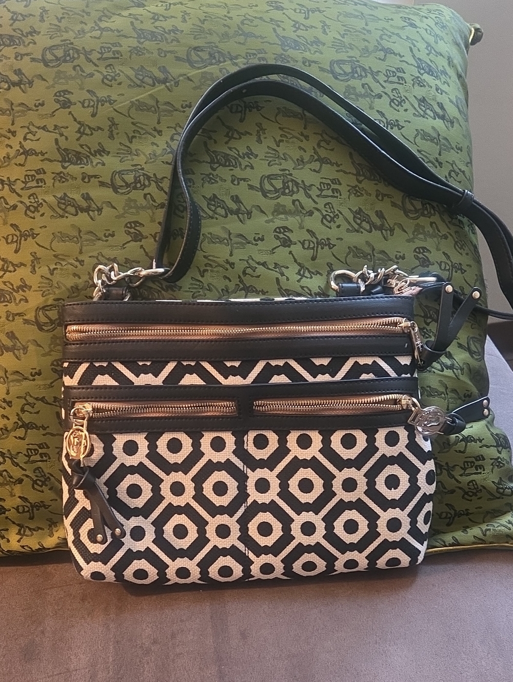 Black & White Geometric Crossbody Bag